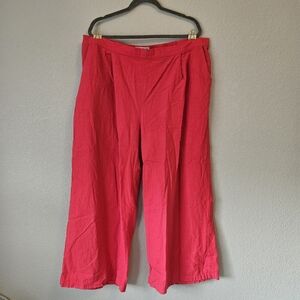 Rebdolls Vibrant Red High-Waisted Wide-Leg Flowy Pants - Plus Size 2X